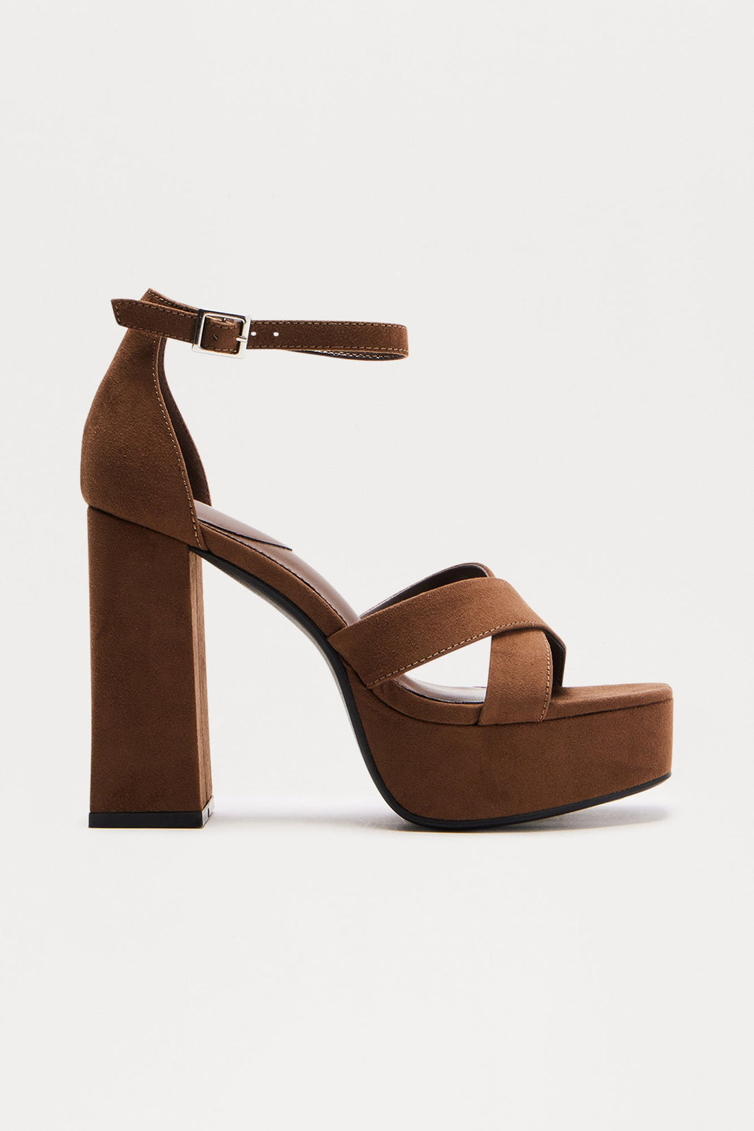 Jepsen Faux Suede Platform Heels - Brown
