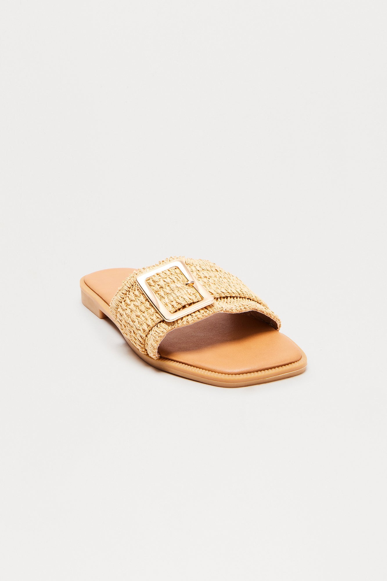 San Diego Raffia Buckle Sandals - Natural