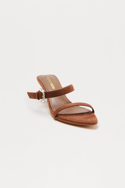Brinwood Jewel Buckle Mules - Brown