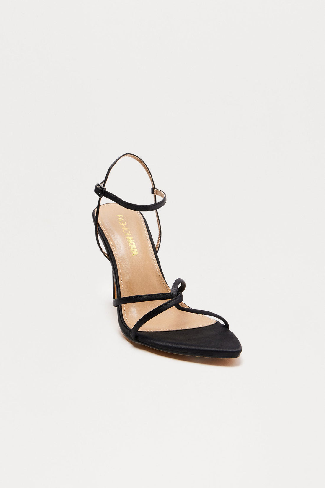 Keys Satin Ankle Strap Heels - Black