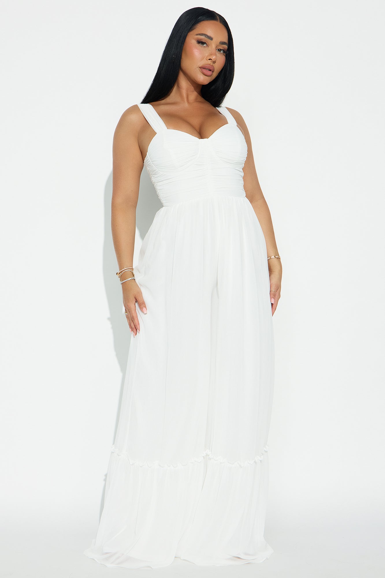 Kesia Chiffon Wide Leg Jumpsuit - Ivory