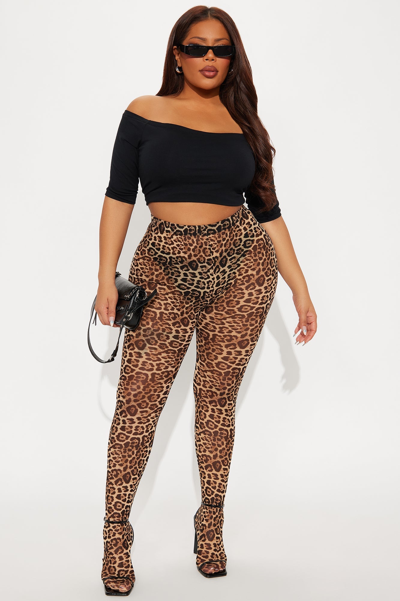 Wild Side Mesh Footed Legging - Brown/combo