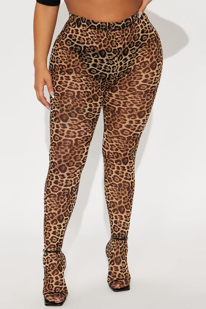 Wild Side Mesh Footed Legging - Brown/combo