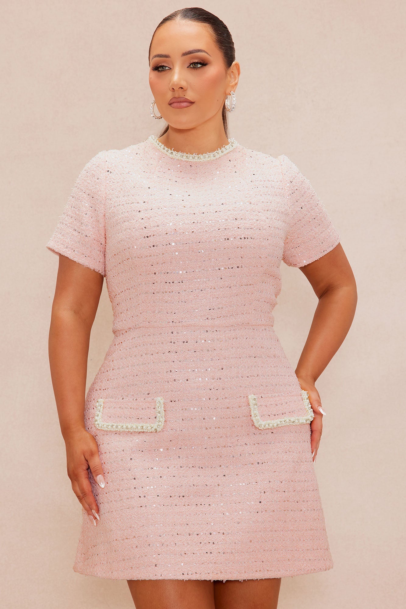 Eileen Tweed Mini Dress - Pink