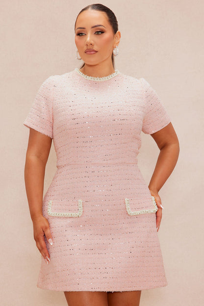 Eileen Tweed Mini Dress - Pink