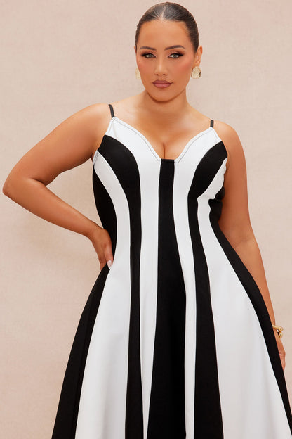 Diana Bandage Maxi Dress - Black/White