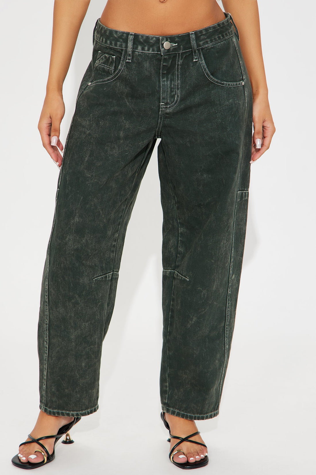Lily Barrel Leg Jean - Dark Olive