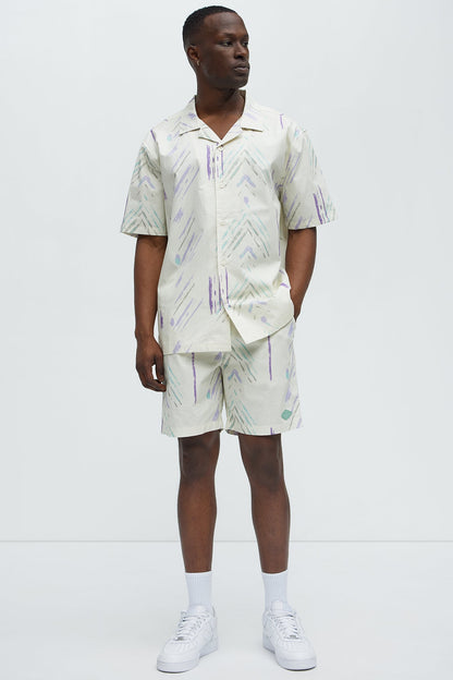 Strokes Poplin Relaxed Shorts - Cream