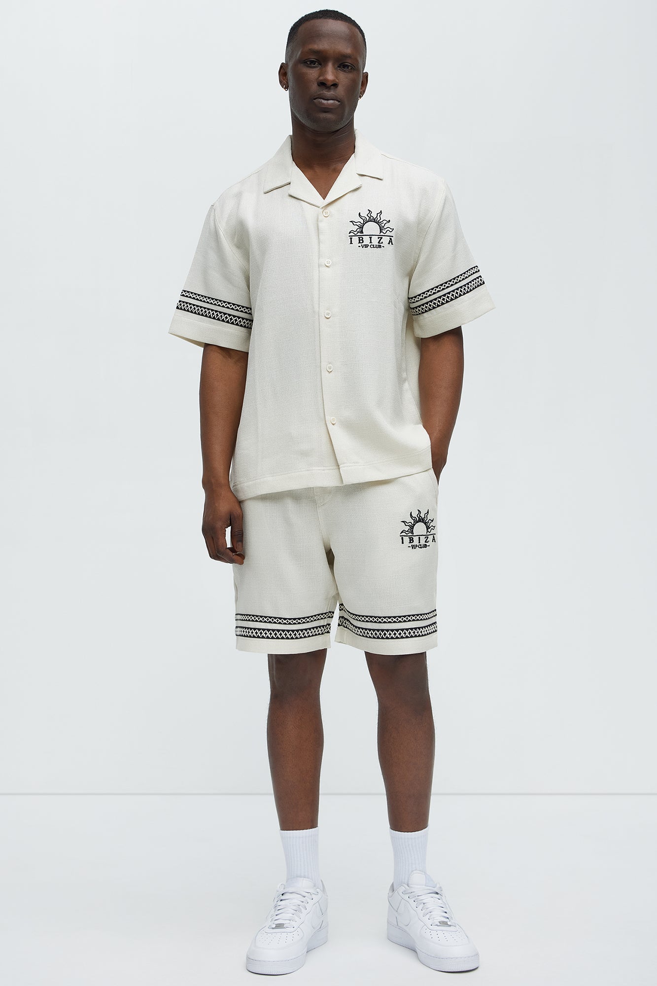 Ibiza VIP Club Linen Like Relaxed Shorts - Off White