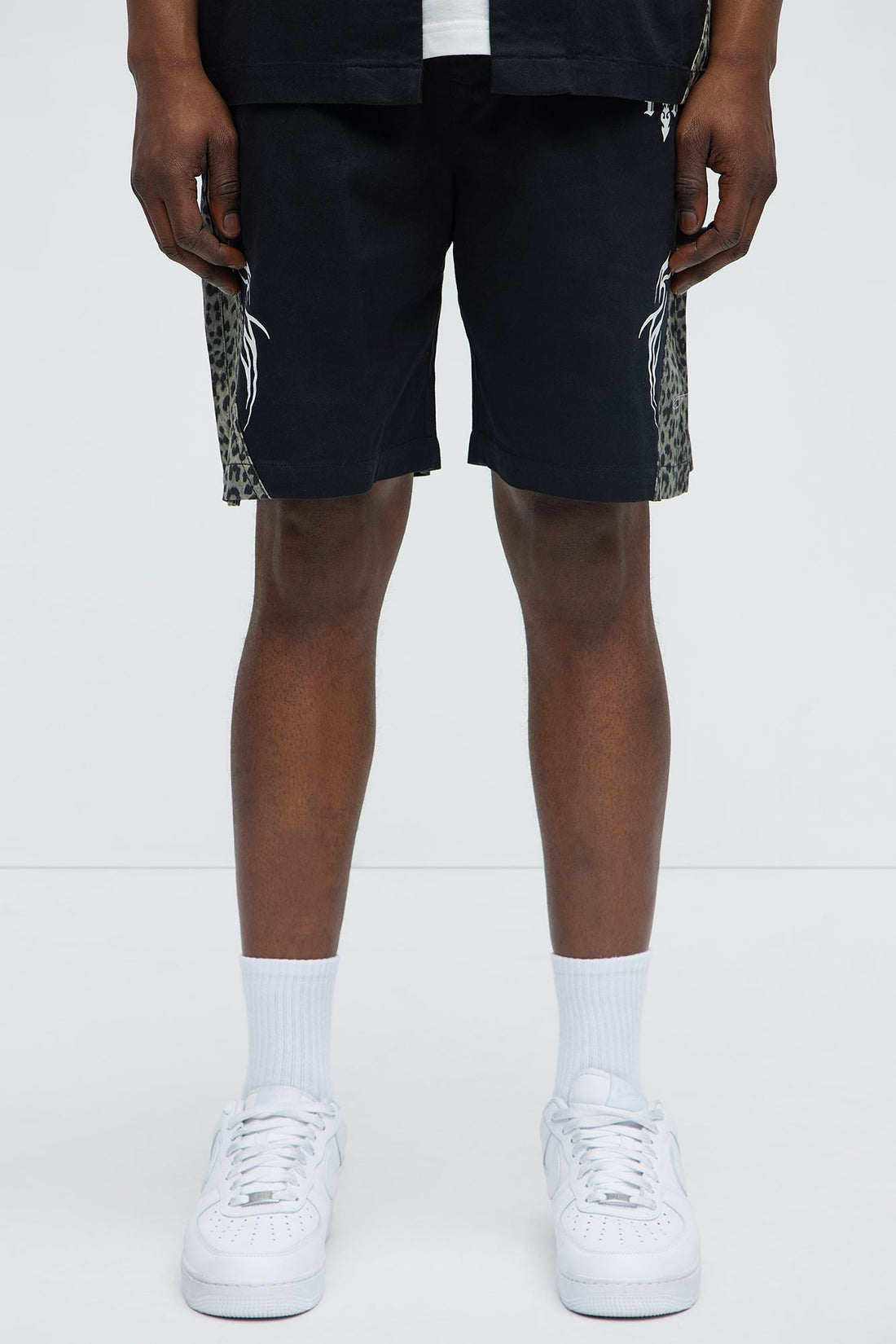 Cosmic Distortion Animal Print Relaxed Shorts - Black/combo