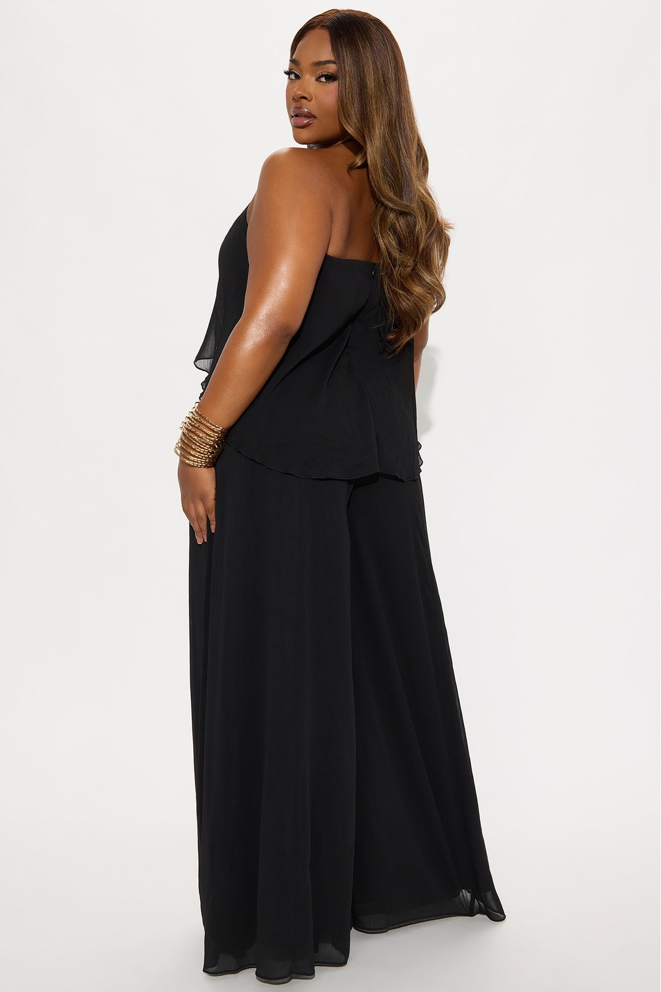 Jezibel Chiffon Wide Leg Jumpsuit - Black