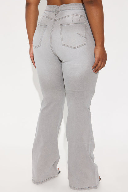 Tall Audrey Booty Lifting Stretch Flare Jeans - Grey