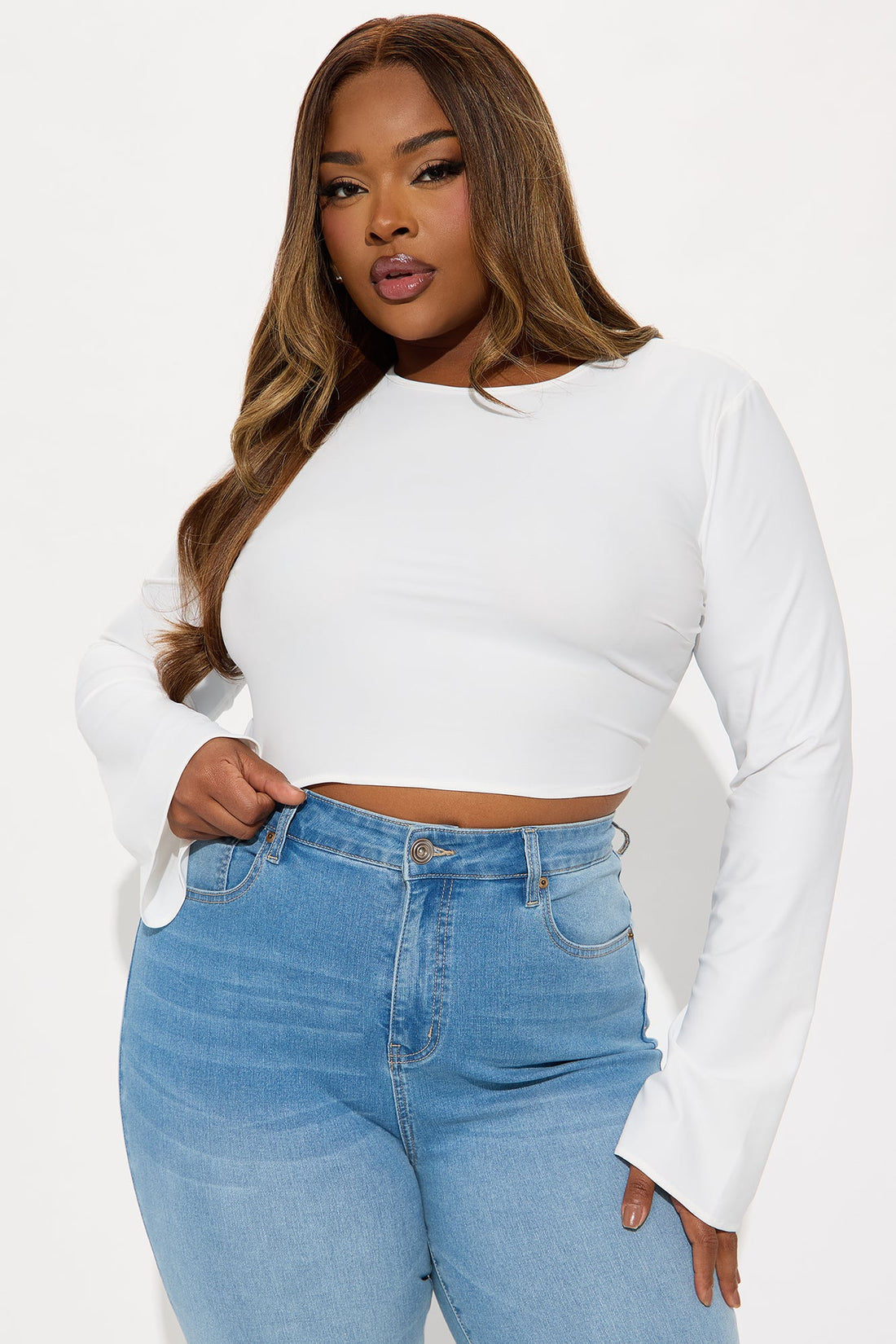 For The Ride Long Sleeve Backless Top - White