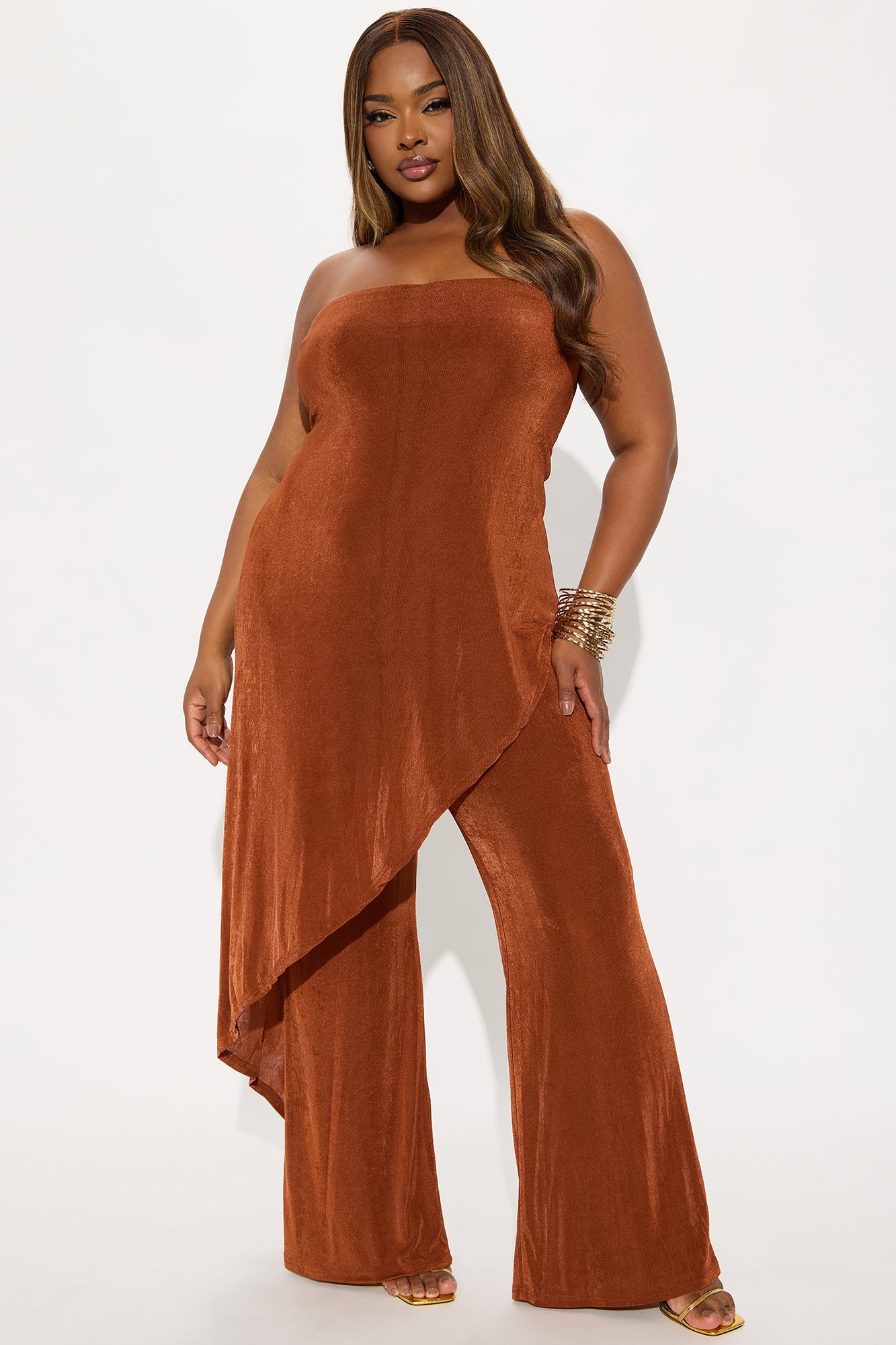 Meant To Be Slinky Jumpsuit - Cognac