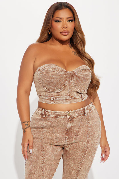 Bella Denim Pant Set - Camel