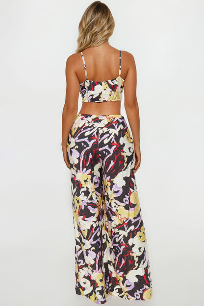 Selena Cut Out Wide Leg Jumpsuit - Black/combo