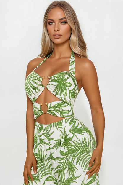 Endless Sunshine Linen Jumpsuit - Green/combo