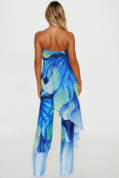 Danielle Flowy Floral Jumpsuit - Blue