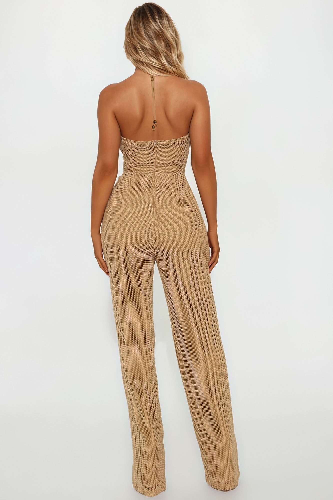 Ocean Views Crochet Jumpsuit - Mocha