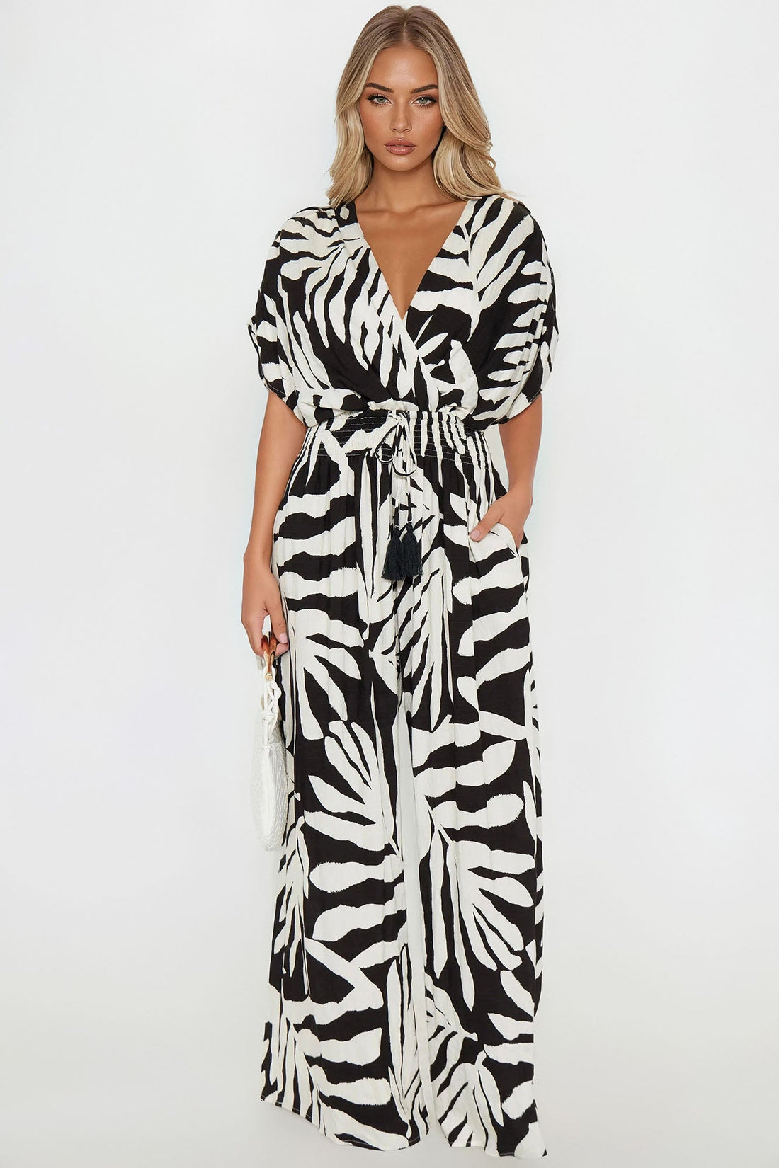 Secret Island Linen Jumpsuit - Black/combo