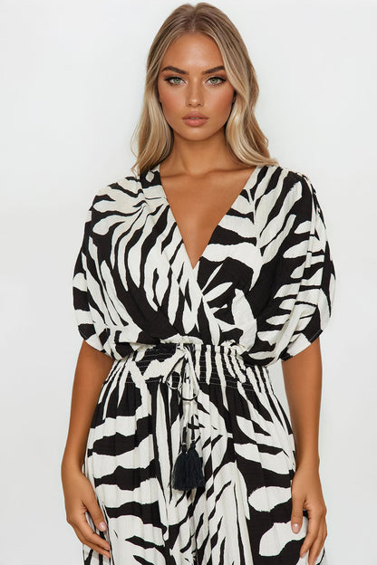 Secret Island Linen Jumpsuit - Black/combo