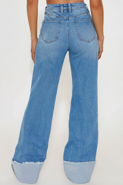 Tall All The While Cuffed Wide Leg Jeans - Light Wash