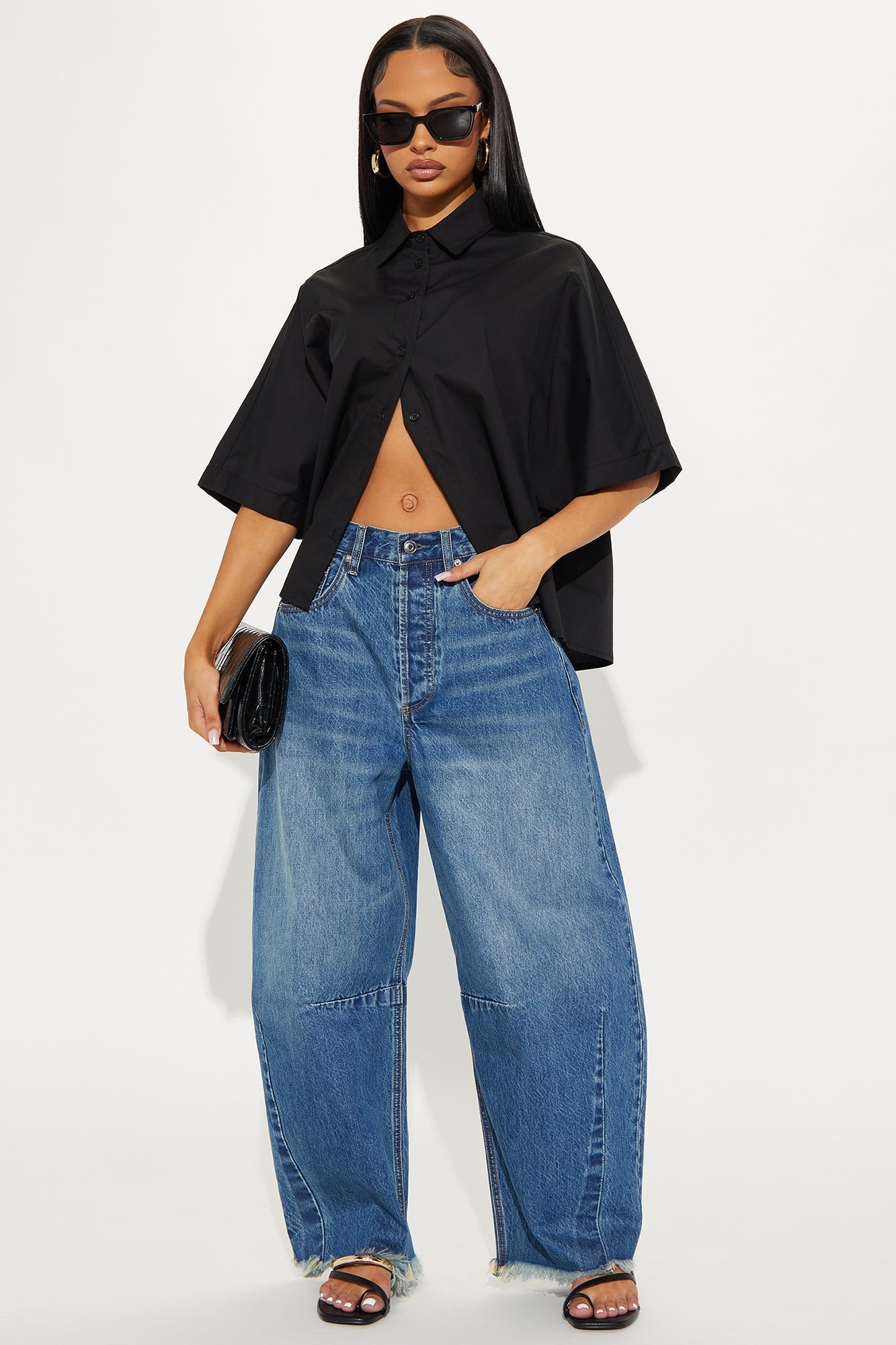 Ciao Bella Barrel Leg Jeans - Medium Wash
