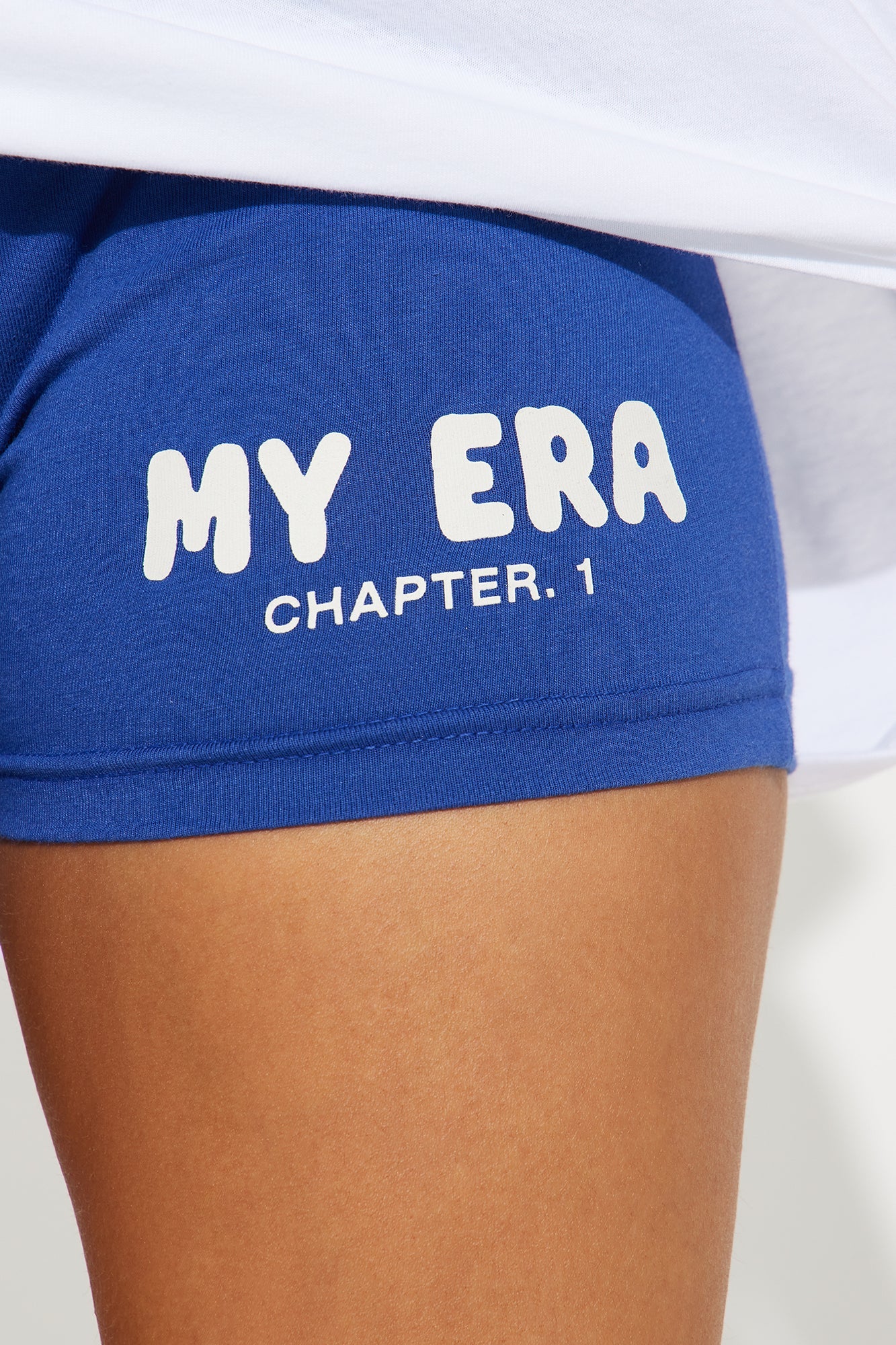 My Era Biker Short Set - White/Blue