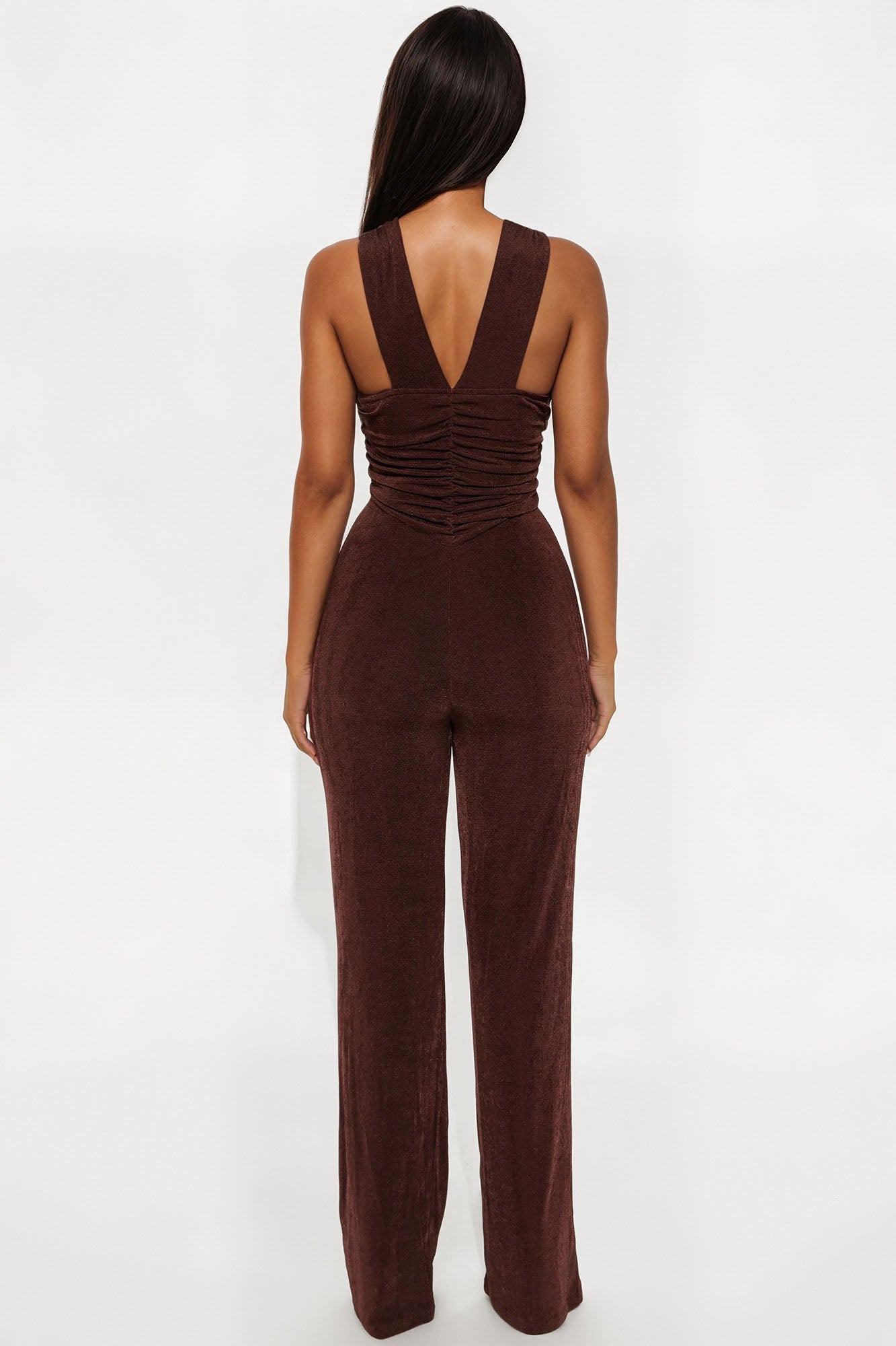 On Your Mind Slinky Wide Leg Jumpsuit - Chocolate