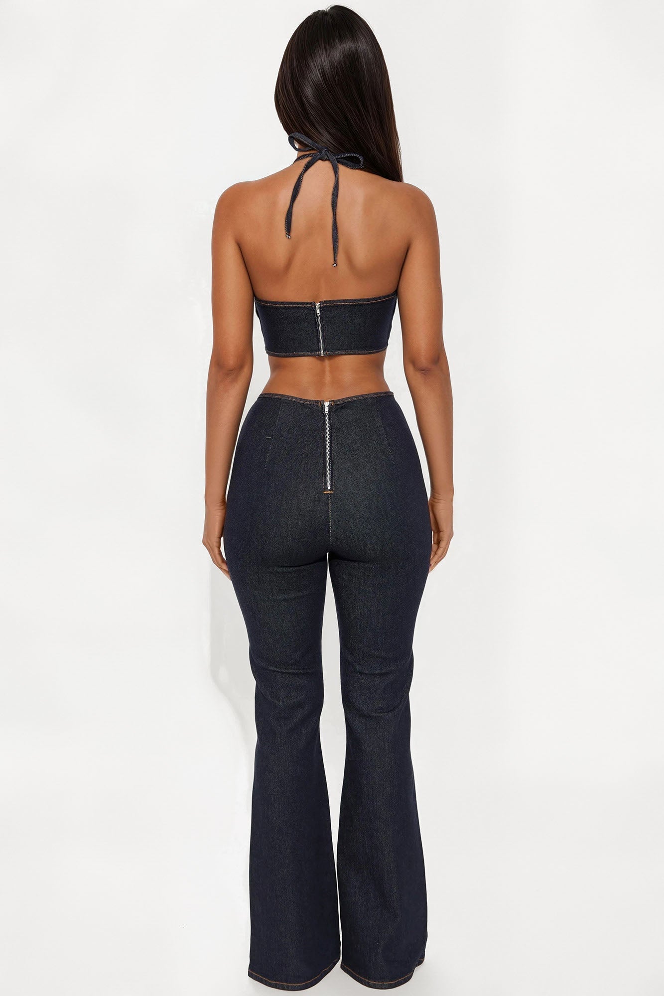 Marlene Denim Flare Jumpsuit - Indigo