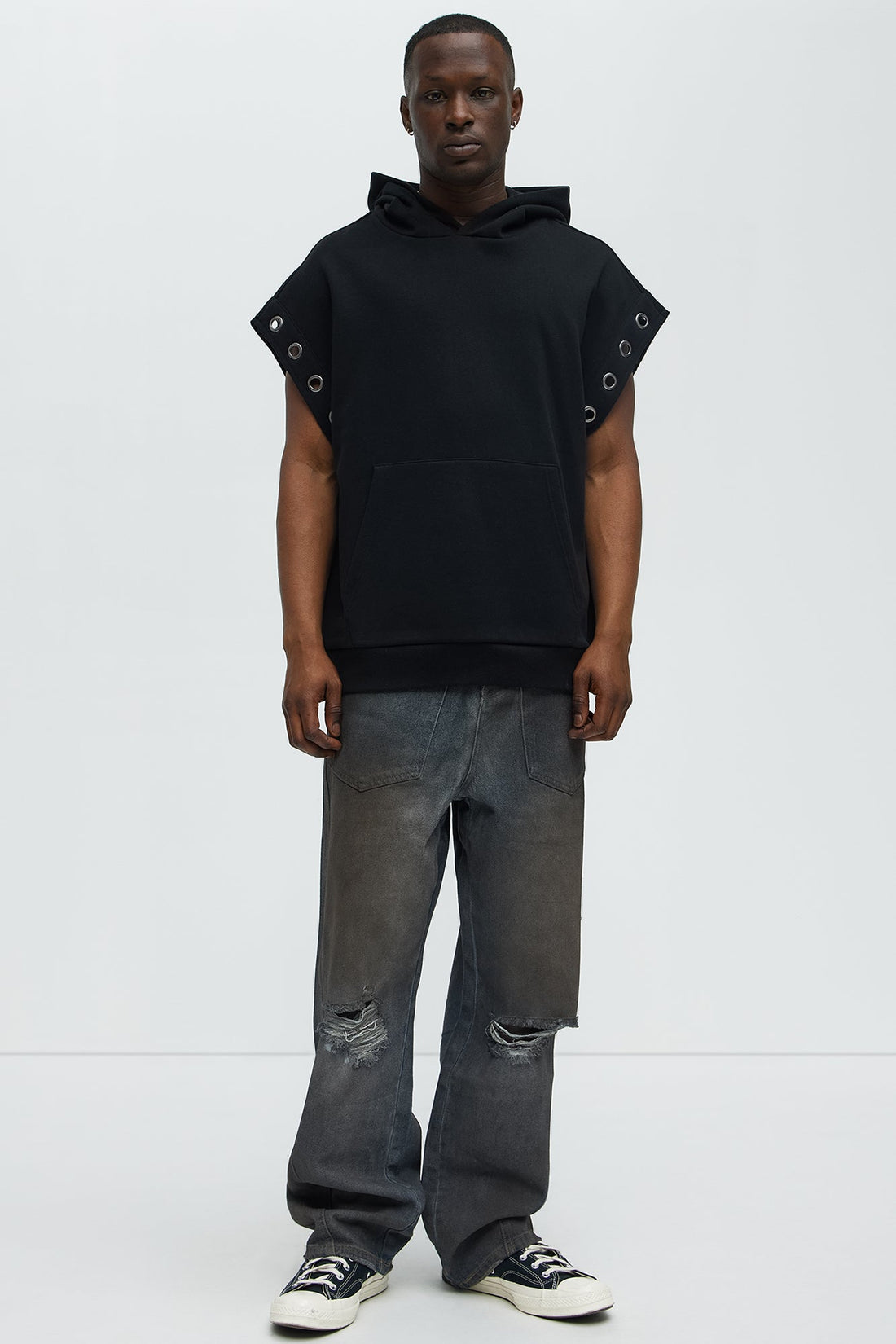 Tyson Ring Sleeveless Hoodie - Black