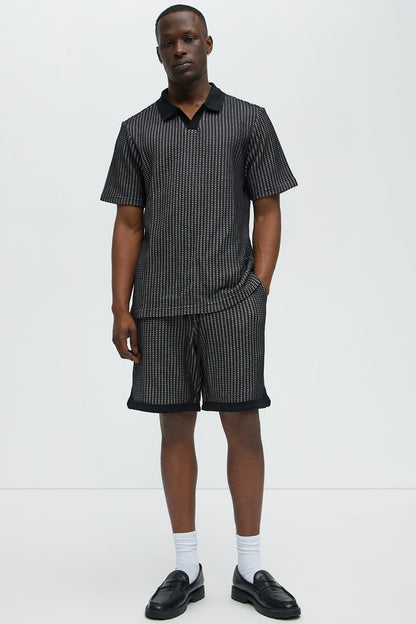 Devin Crochet Contrast Trim Shorts - Black/combo