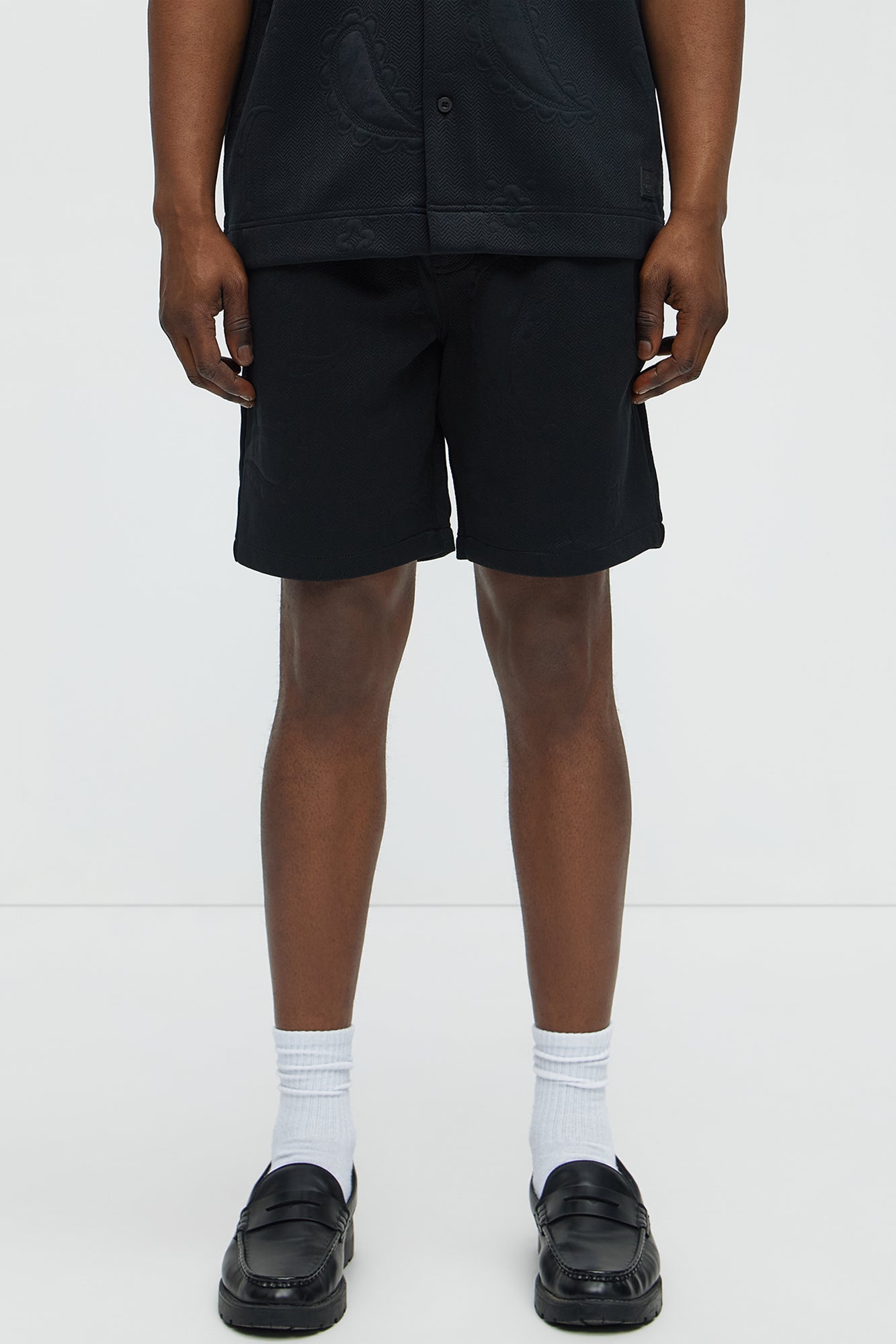 Heavyweight Textured Jacquard Relaxed Short - Black