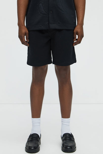 Heavyweight Textured Jacquard Relaxed Short - Black