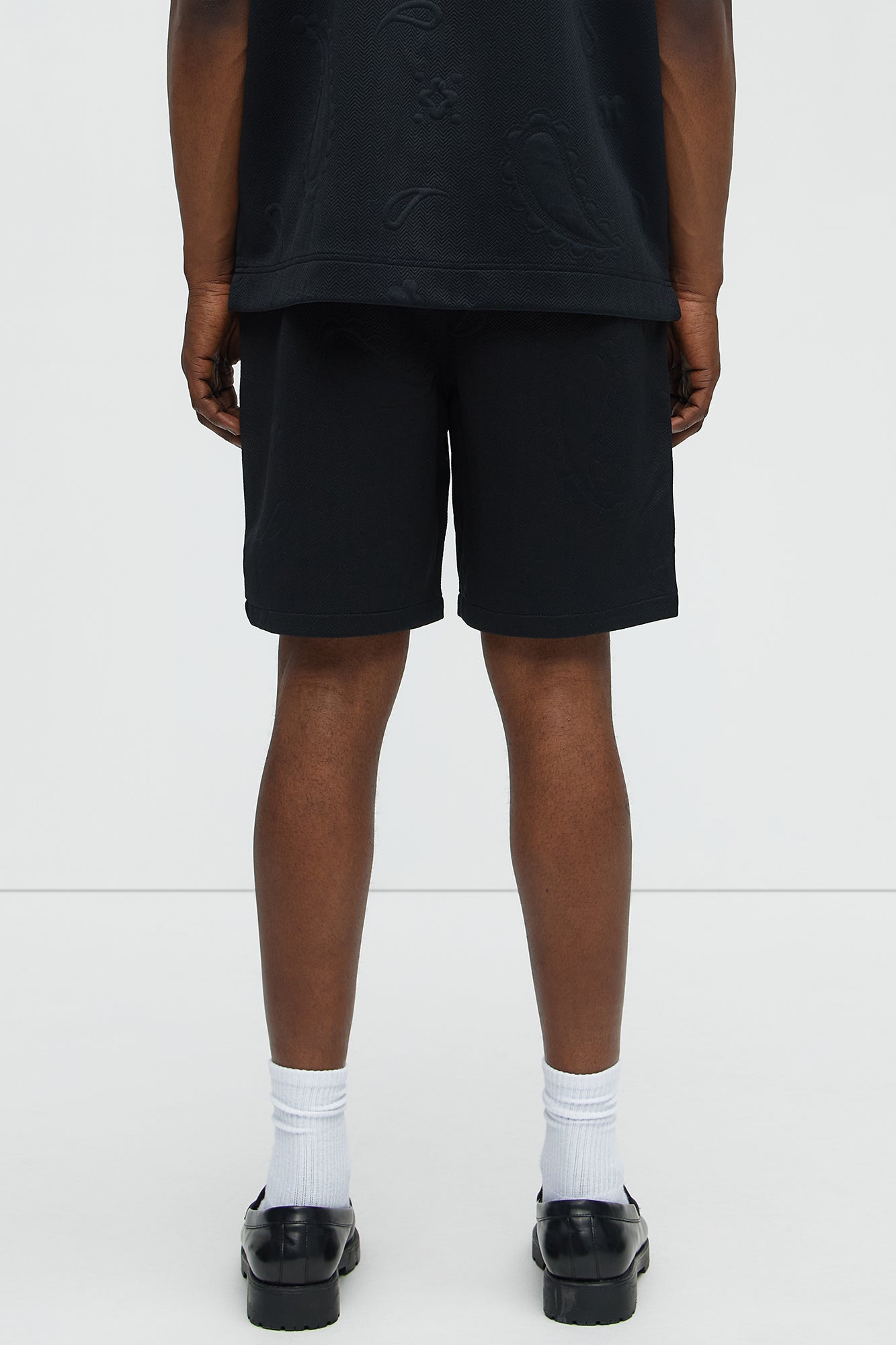 Heavyweight Textured Jacquard Relaxed Short - Black