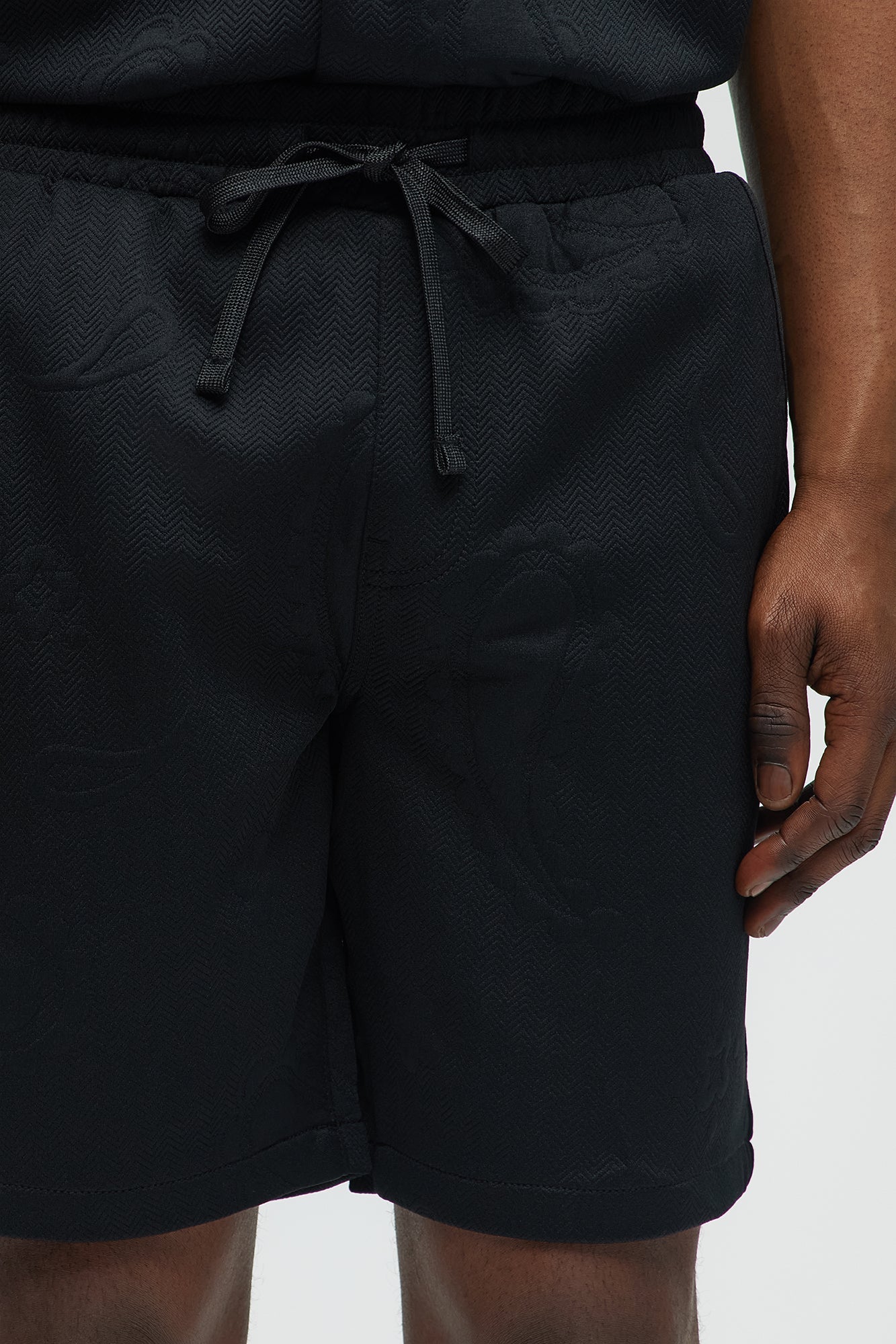 Heavyweight Textured Jacquard Relaxed Short - Black