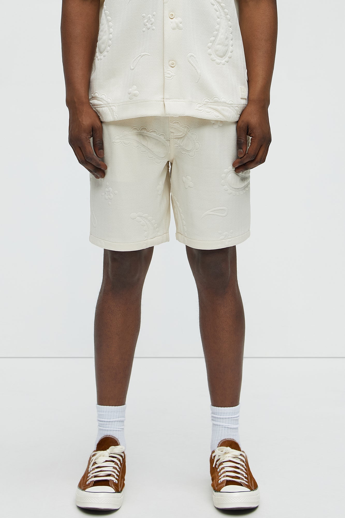 Heavyweight Textured Jacquard Relaxed Short - Off White