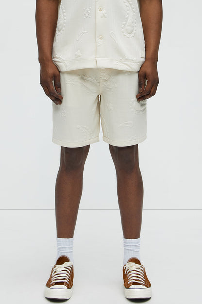 Heavyweight Textured Jacquard Relaxed Short - Off White