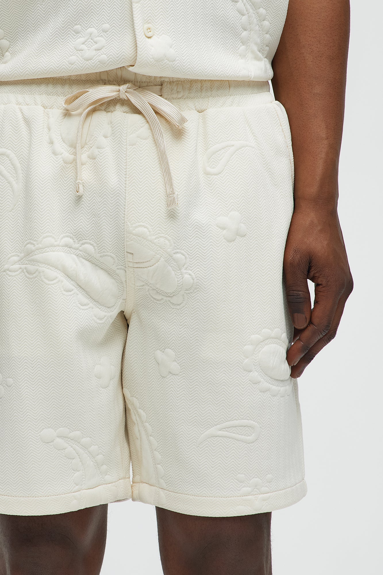 Heavyweight Textured Jacquard Relaxed Short - Off White