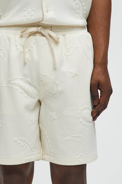 Heavyweight Textured Jacquard Relaxed Short - Off White