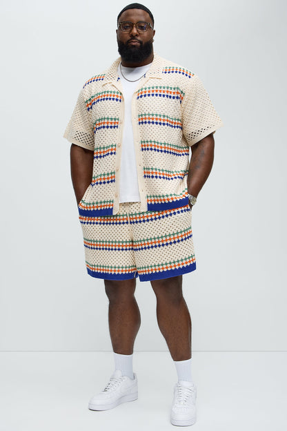 Anderson Crochet Knitted Shorts - Cream/combo