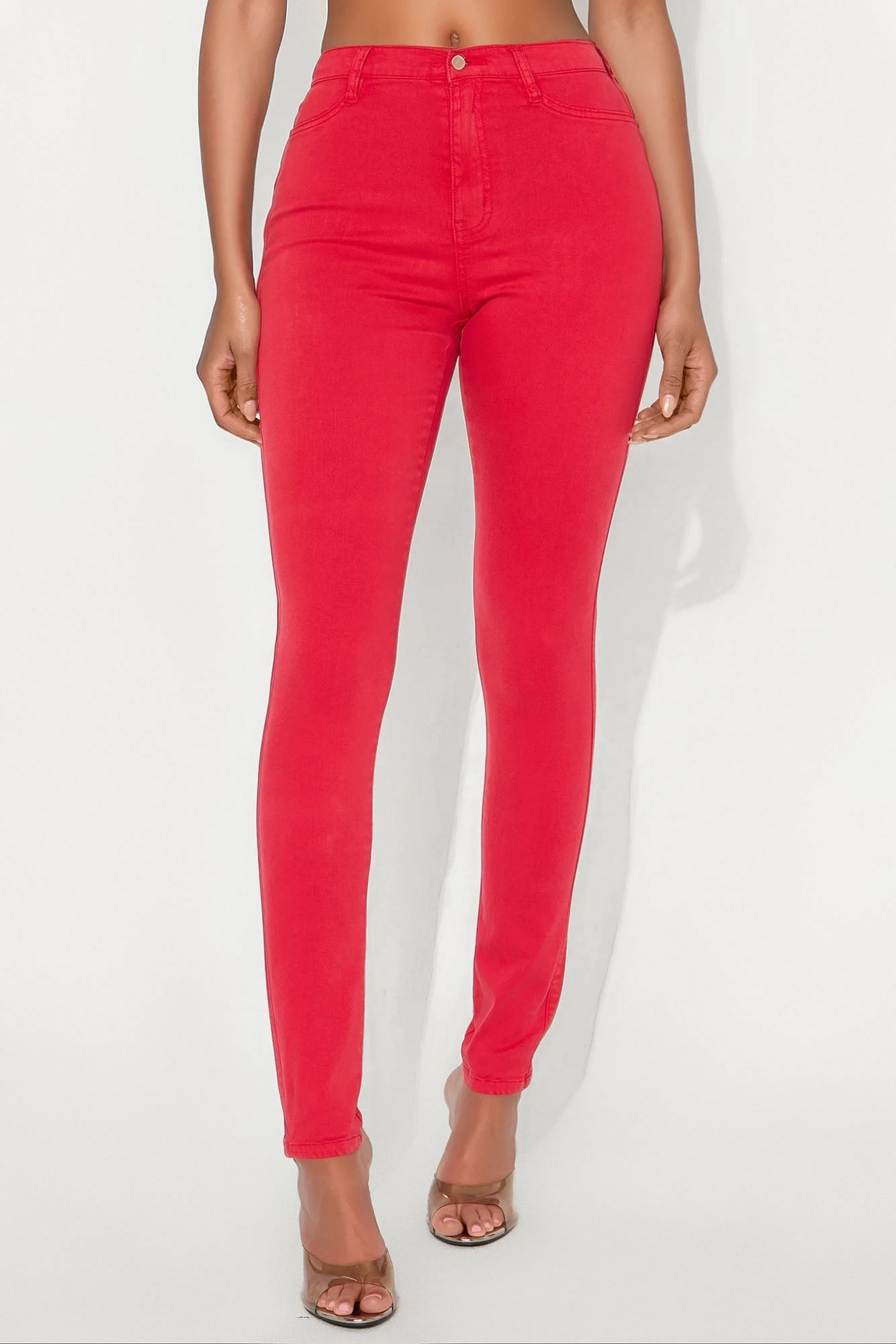 Tall Classic Color High Waist Skinny Jeans - Red