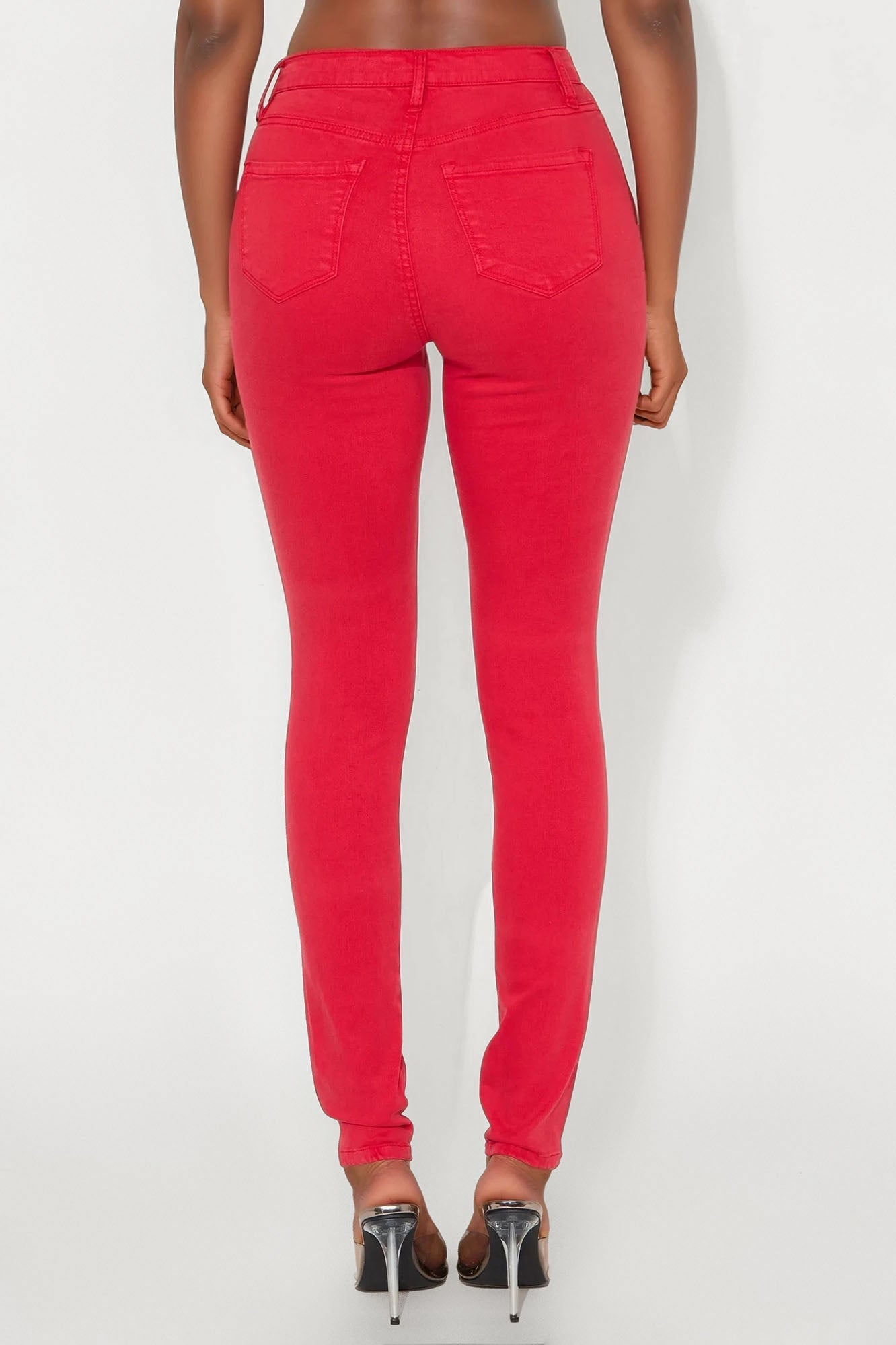 Tall Classic Color High Waist Skinny Jeans - Red