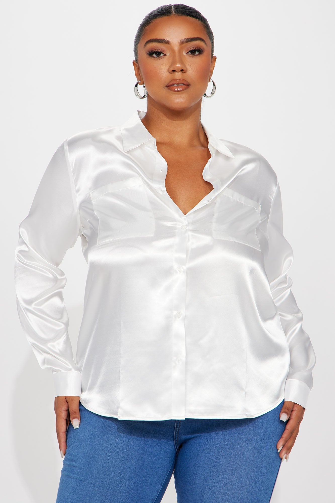 You Better Work Satin Shirt - White