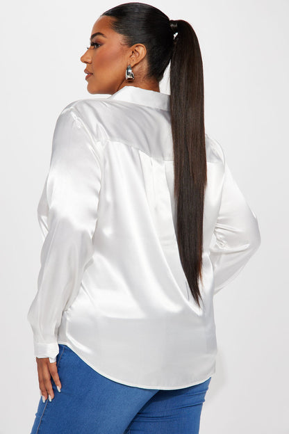 You Better Work Satin Shirt - White