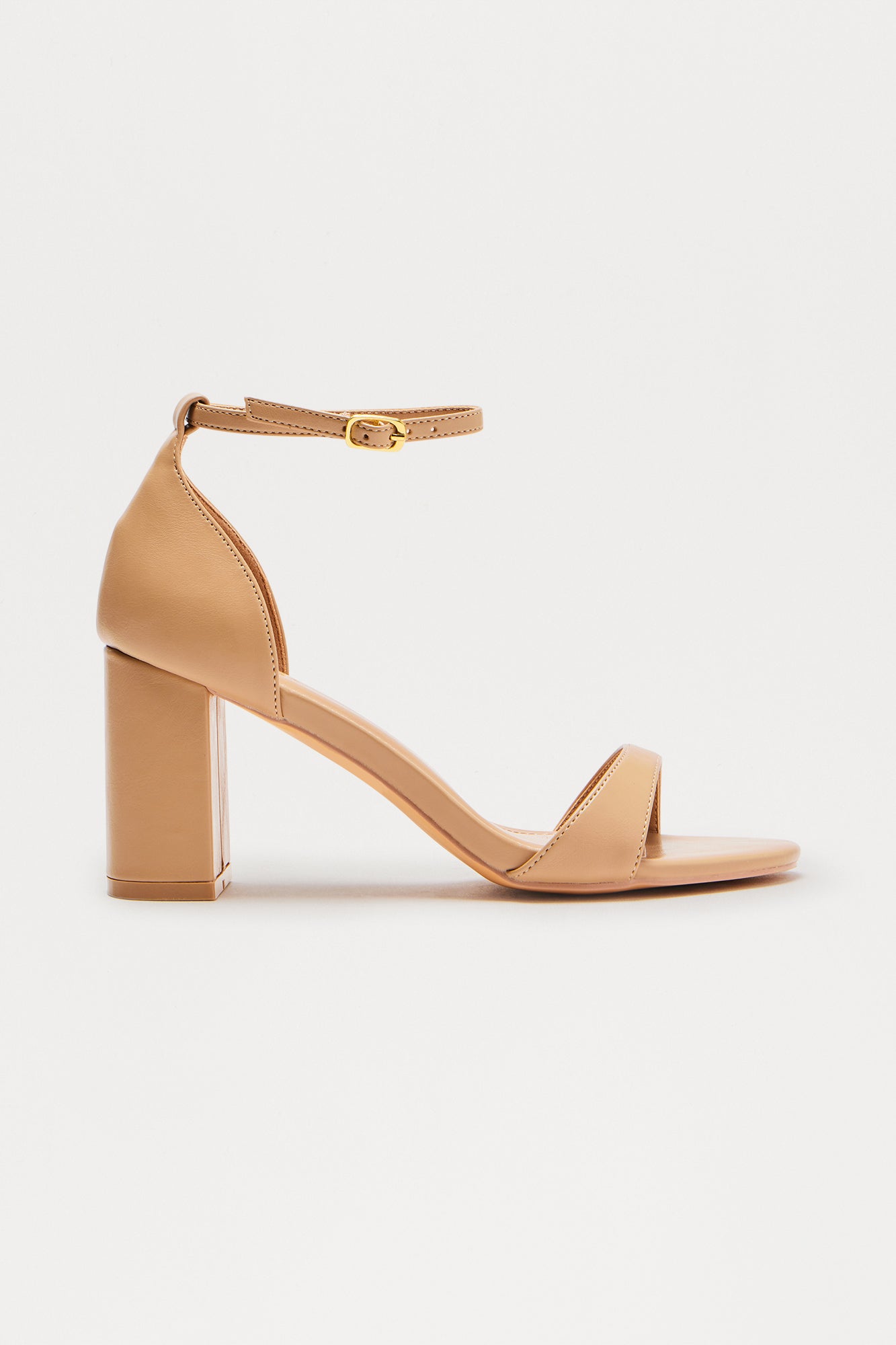Calisay Faux Leather Block Heels - Camel