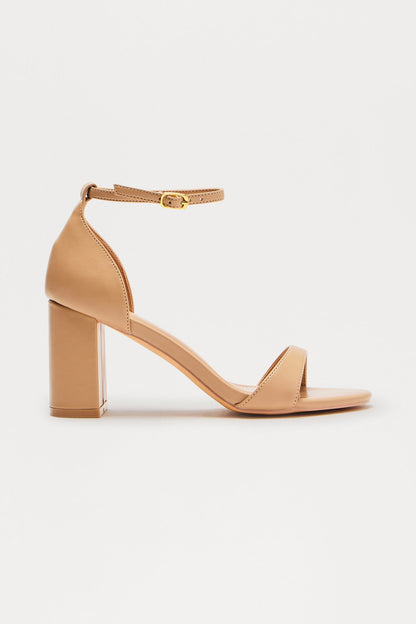 Calisay Faux Leather Block Heels - Camel
