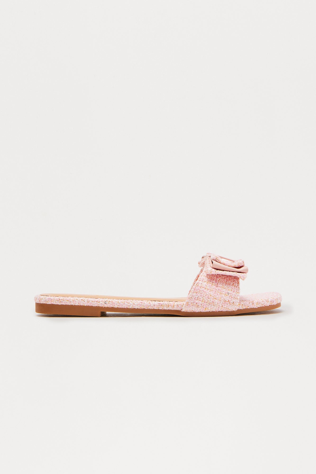 Leigh Tweed Bow Sandals - Pink