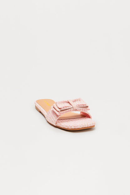 Leigh Tweed Bow Sandals - Pink