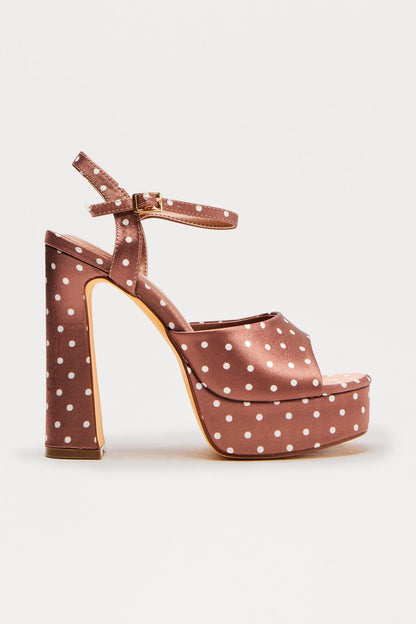 Larson Polka Dot Platform Heels - Brown/combo